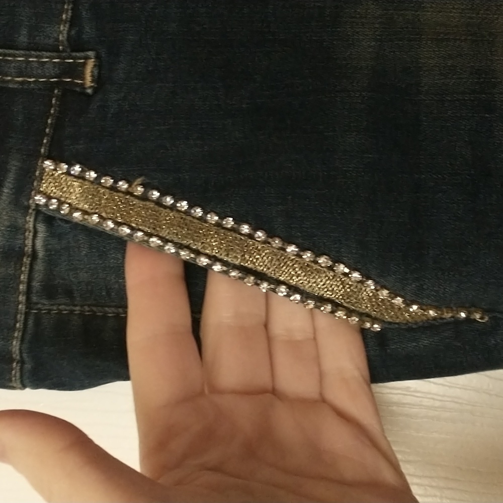 Skinny jeans, Nice Istanbul, Turkish, heavily jeweled jeans, European 40, NWT - Picture 4 of 14